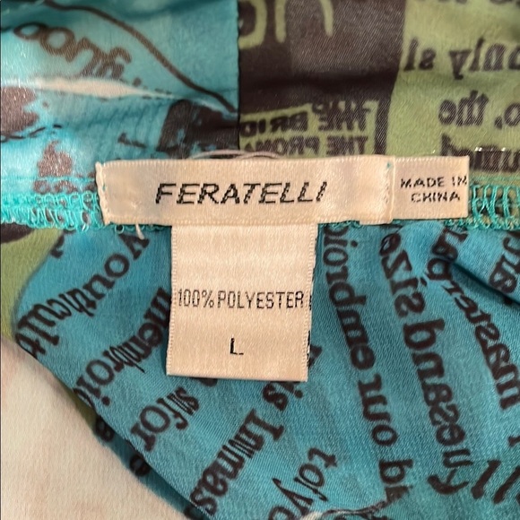 Feratelli Asymmetrical Green and Blue Blouse with Mandarin Collar - Picture 6 of 6